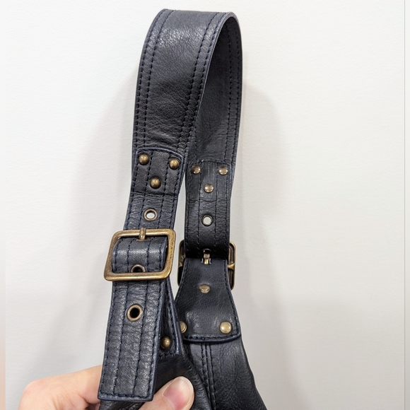 Maurizio Taiuti Navy Blue Leather Hobo Shoulder Bag - Picture 6 of 15